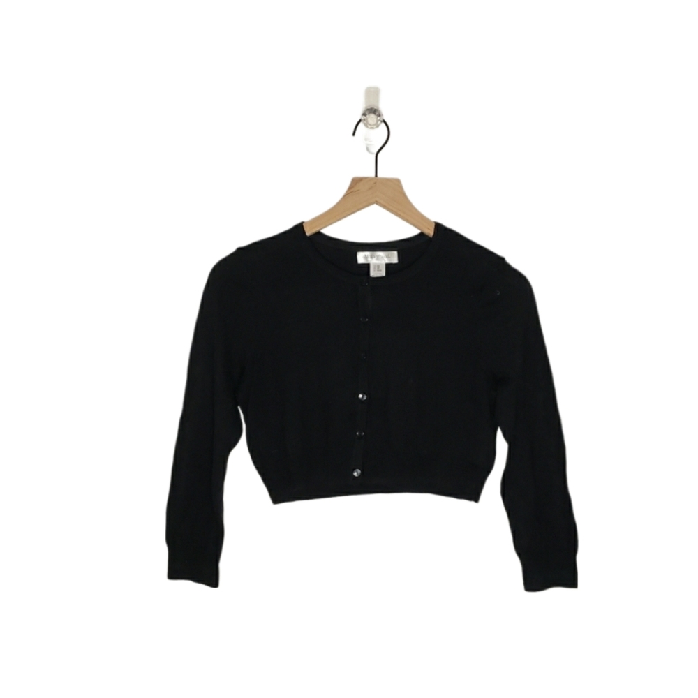 Motherhood Maternity Small Black Cropped Sweater Button Cardigan